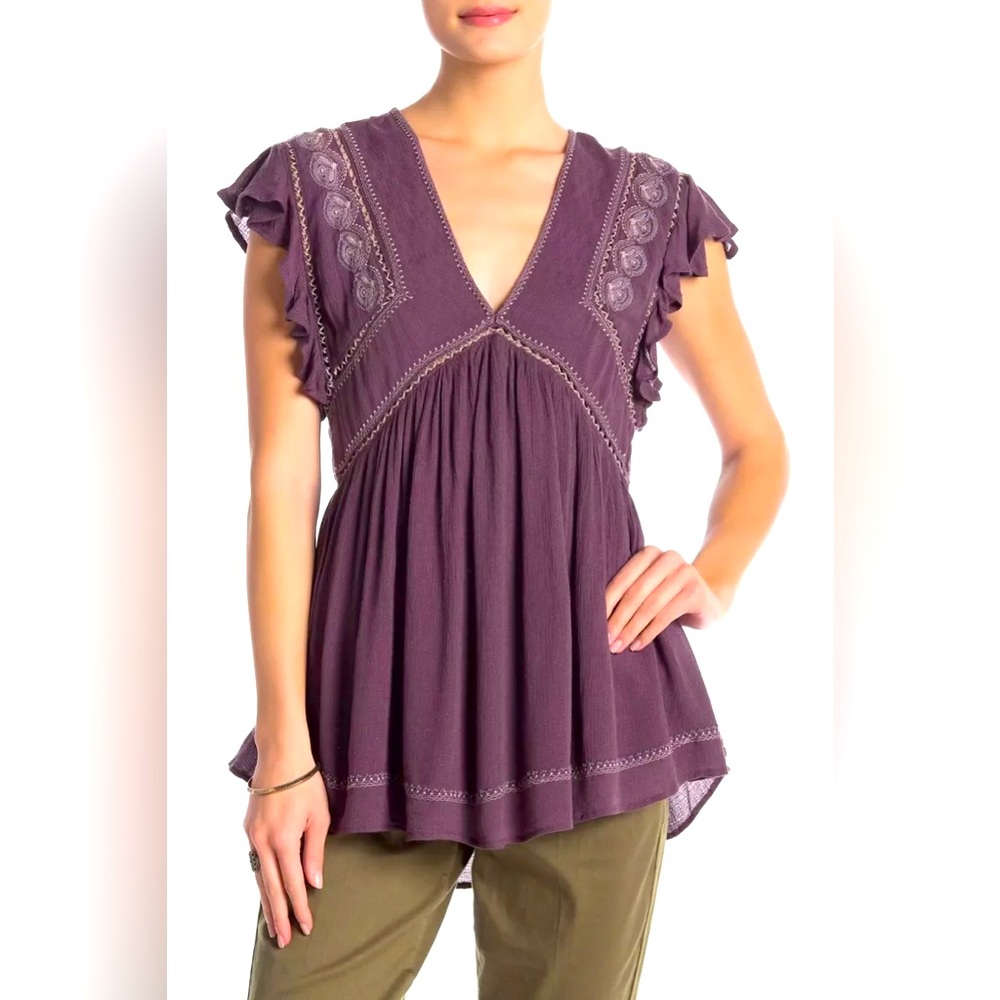 NWT Free People Falling Waters Plum Tunic Top